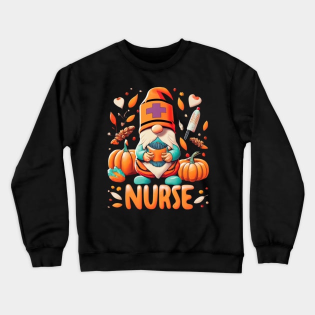 Thanksgiving Nurse Gnomes Fall Scrub Top Autumn RN Women Crewneck Sweatshirt by click2print